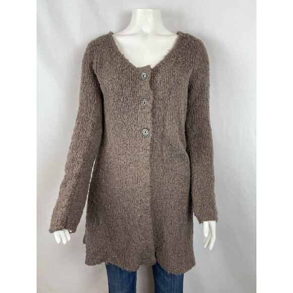Soft Surroundings Nubby Knit Cardigan Sweater Small Wool Blend Button Tunic Leng - Picture 1 of 6